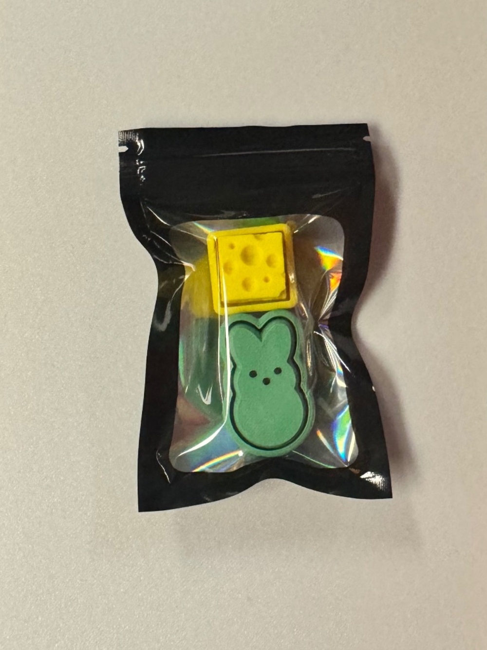 2pc Fidget Clicker Set | Green Bunny & Yellow Cube Cheese (3D Printed)
